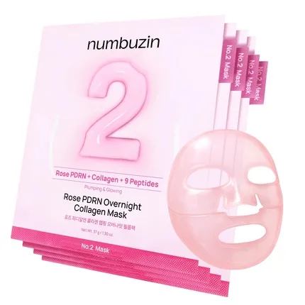 Numbuzin No 2 Rose Pdrn Overnight Collagen Gel Mask 4 x 37g
